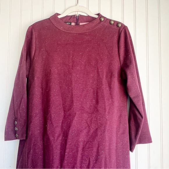 Talbots Size M Maroon Burgundy 3/4 Sleeves Heathered Shift Dress NEW! - Picture 3 of 8
